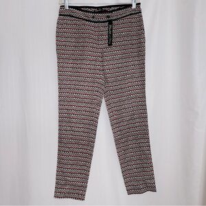Elizabeth and James linen blend geo print trousers navy red size 4